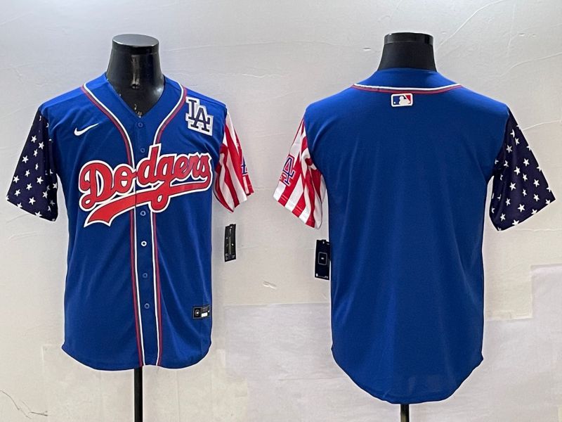 Men Los Angeles Dodgers Blank Blue a generation of national flags Joint name 2025 Nike MLB Jersey style 4